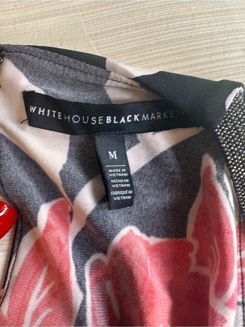 White House Black Market Navy Halter Tank with Red and White Floral Print - Picture 2 of 10
